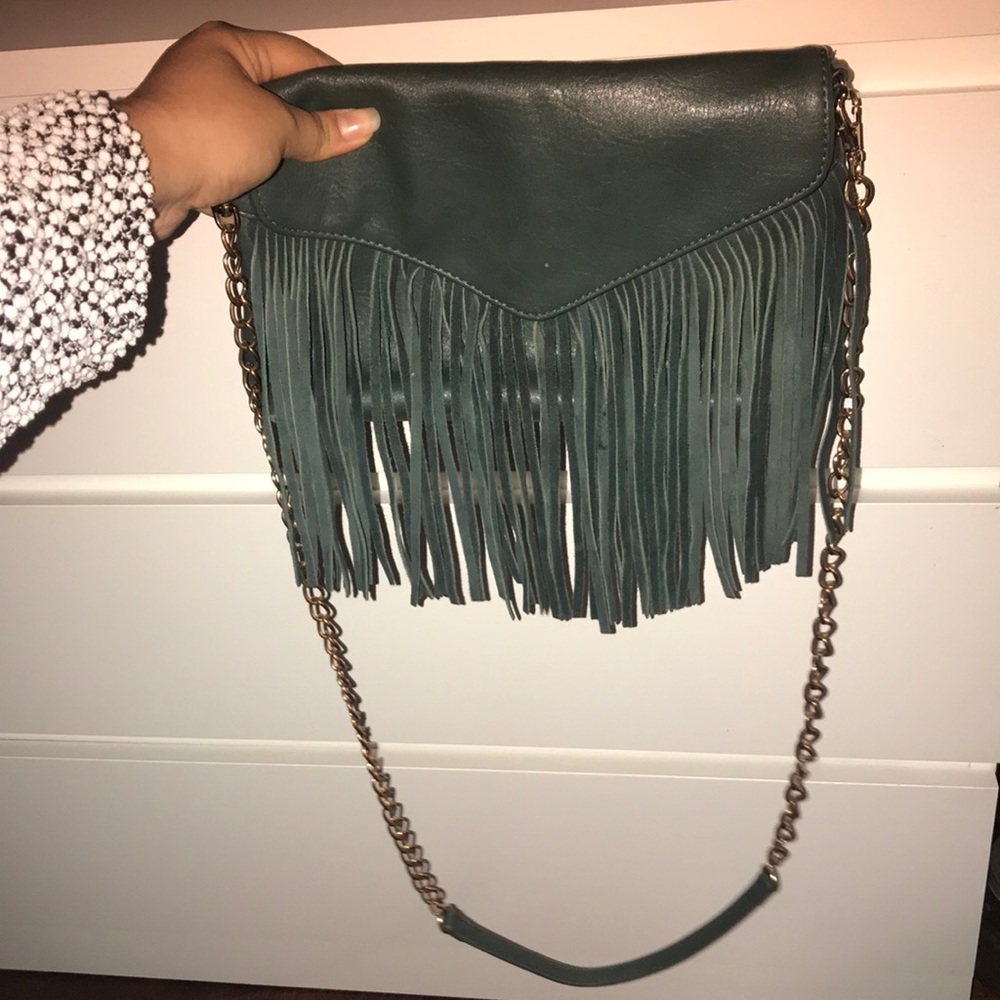 Moda Luxe Crossbody Bag Fringe Green